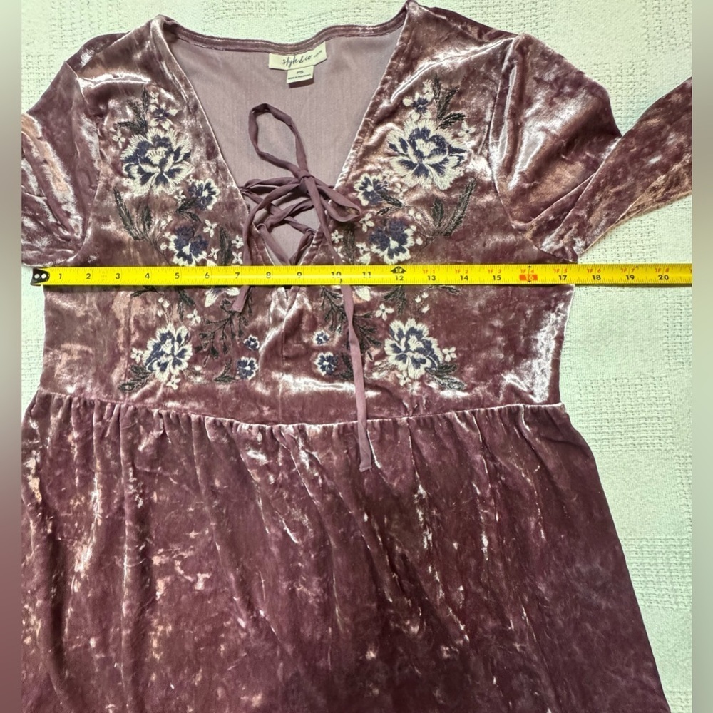 Style & Co. Velvet Floral Blouse - Mauve Women - Picture 7 of 15